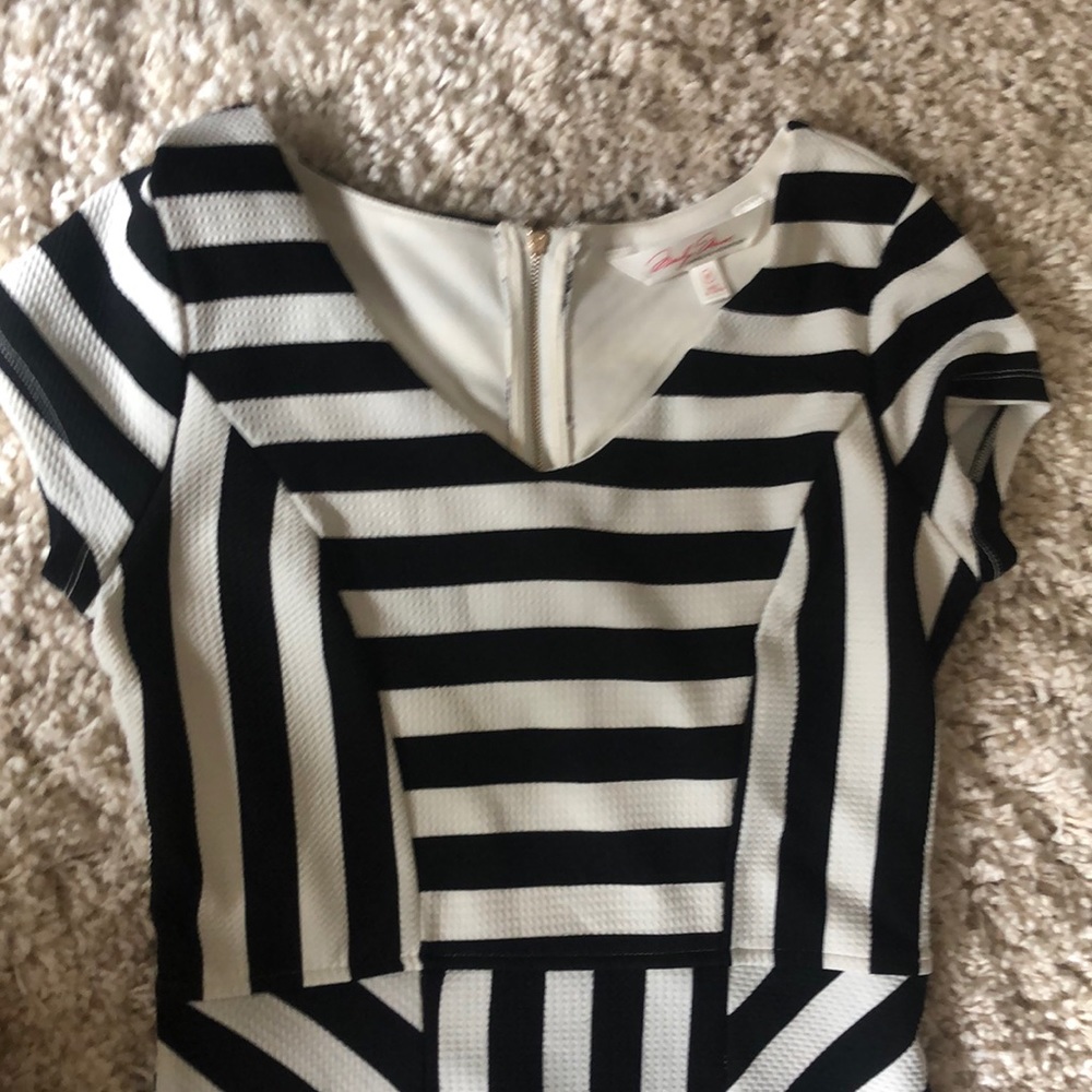 Black and white striped dress